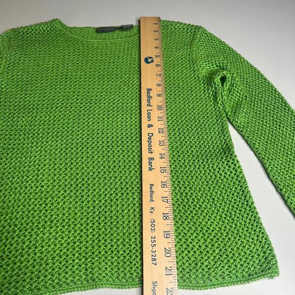 Relativity Women’s Green Mesh Knit Sweater Size S – Lightweight Long Sleeve Mesh - Picture 6 of 7